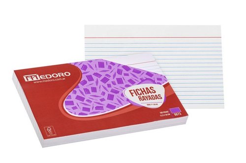 Ficha Rallada N3 12,5 x 20cm Medoro Paq x100
