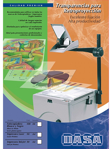 OHP para Laser Blanco y Negro A4 X 100 U Transparente / Filmina