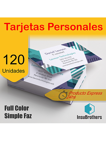 Tarjetas Personales x 120 Full Color Simple Faz Ilu 300