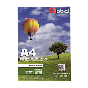 Papel Fotografico Brillante A4 200g 20h Global