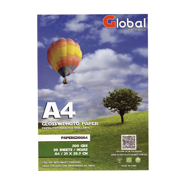 Papel Fotografico Brillante A4 200g 20h Global