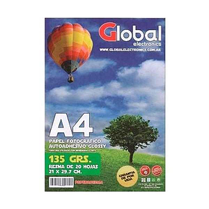 Papel Autoadhesivo Brillante A4 135g 20h Global