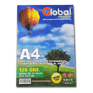 Film PET Autoadhesivo Transparente Microporoso A4 120g 10h Global