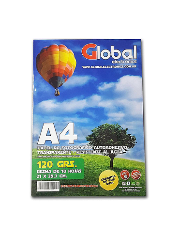 Film PET Autoadhesivo Transparente Microporoso A4 120g 10h Global