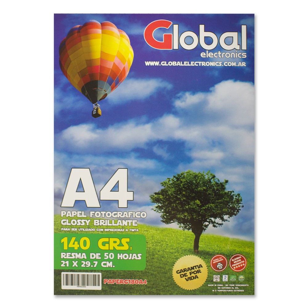 Papel Fotografico Brillante A4 140g 50h Global