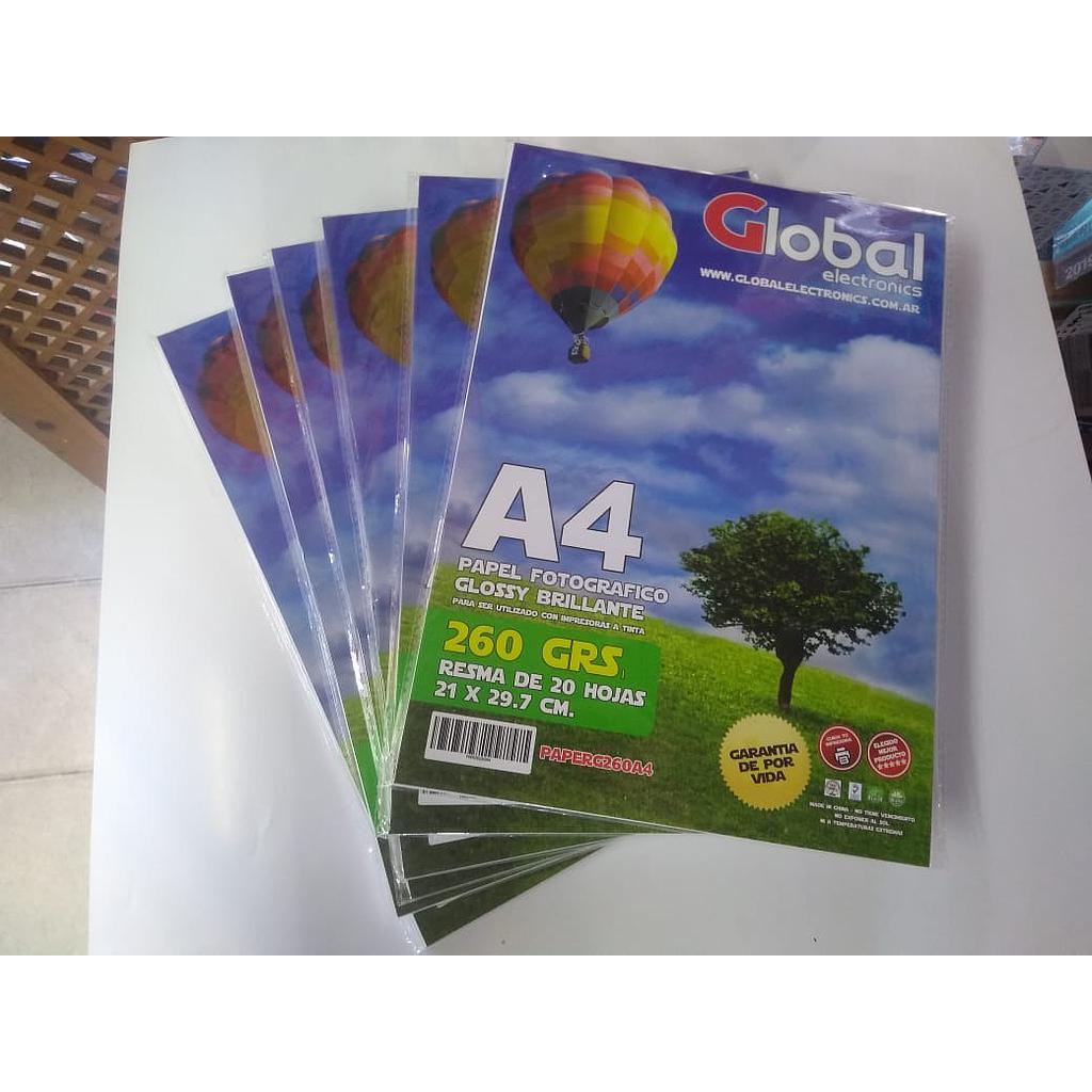 Papel Fotografico Brillante A4 260g 20h Global