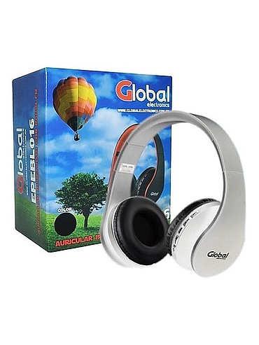 Auriculares Bluetooth Inalambrico Plegable con Microfono y Radio FM Blanco Global