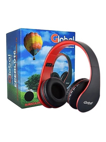 Auriculares Bluetooth Inalambrico Plegable con Microfono y Radio FM Rojo Global