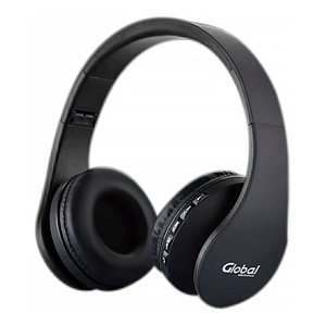 Auriculares Bluetooth Inalambrico Plegable con Microfono y Radio FM Negro Global