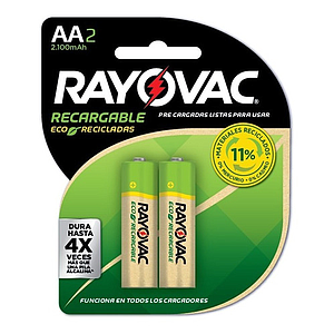 Pilas Recargables AA Eco 2100 Mha RAYOVAC Blister x2