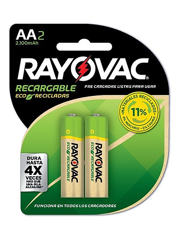 Pilas Recargables AA Eco 2100 Mha RAYOVAC Blister x2