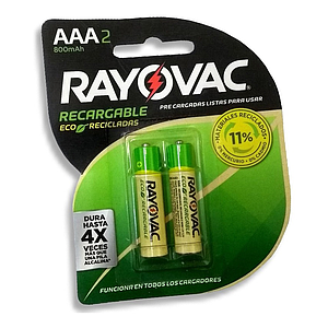 Pilas Recargables AAA Eco 800 Mha RAYOVAC Blister x2
