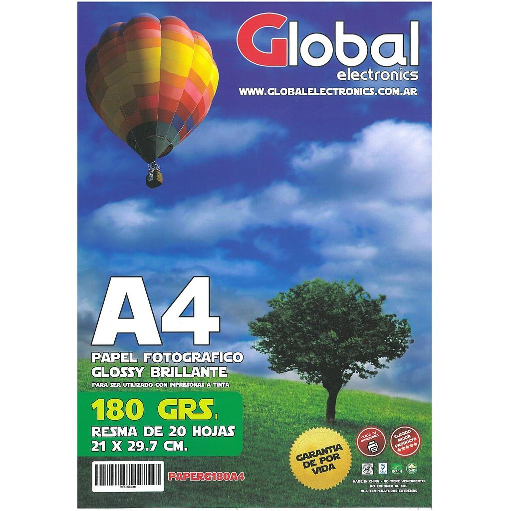Papel Fotografico Brillante A4 180g 20h Global