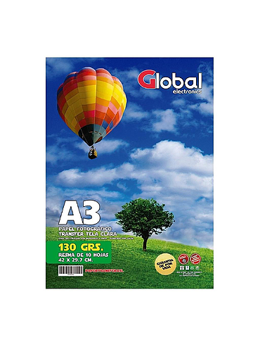 Papel Transfer Tela Clara A3 128g 10h Global